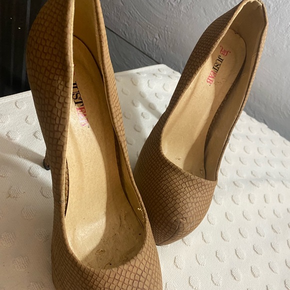 Just Fab Tan Reptile Print Skyla Heel - Picture 16 of 16